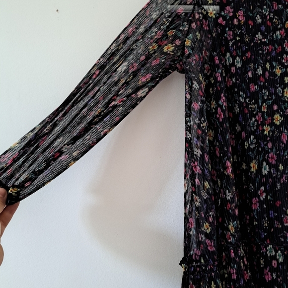 Zara Kids Floral Pleated Dress – Size 8Y | Sheer Long Sleeve Dress - Picture 3 of 6